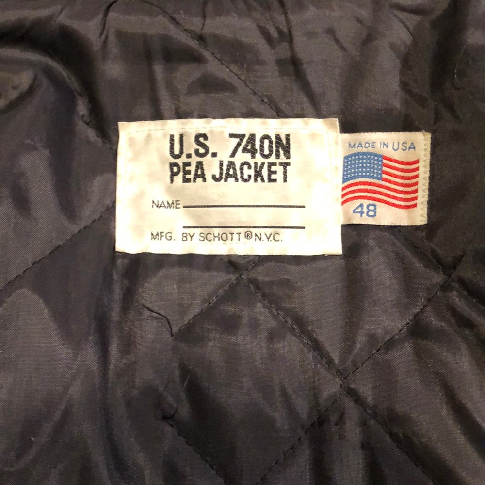 Schott NYC Black Leather Pea Jacket Style 140
